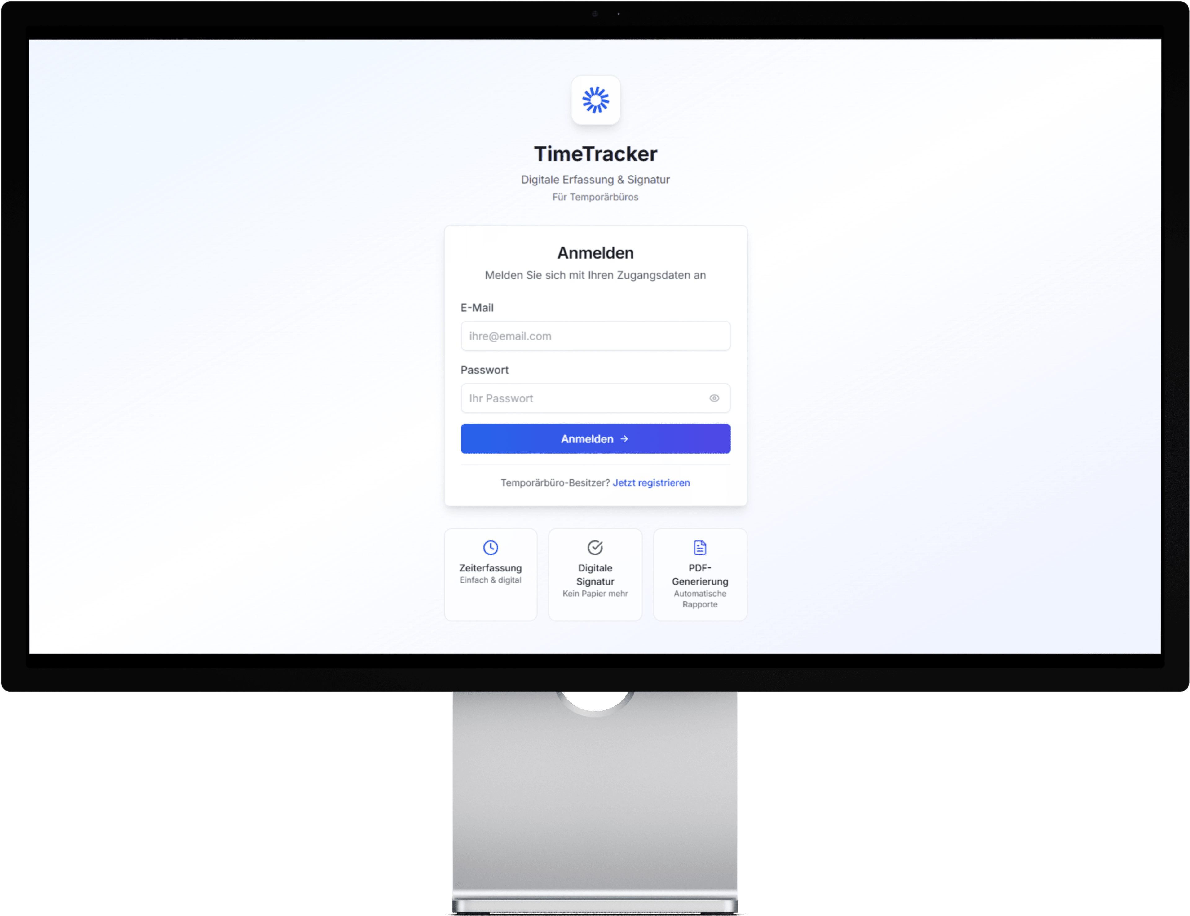 Desktop Zeiterfassung Mockup
